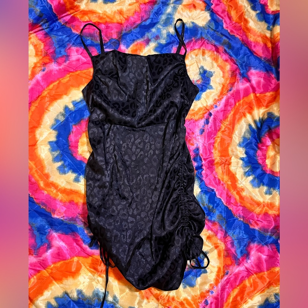 Target dress black satin cheetah print